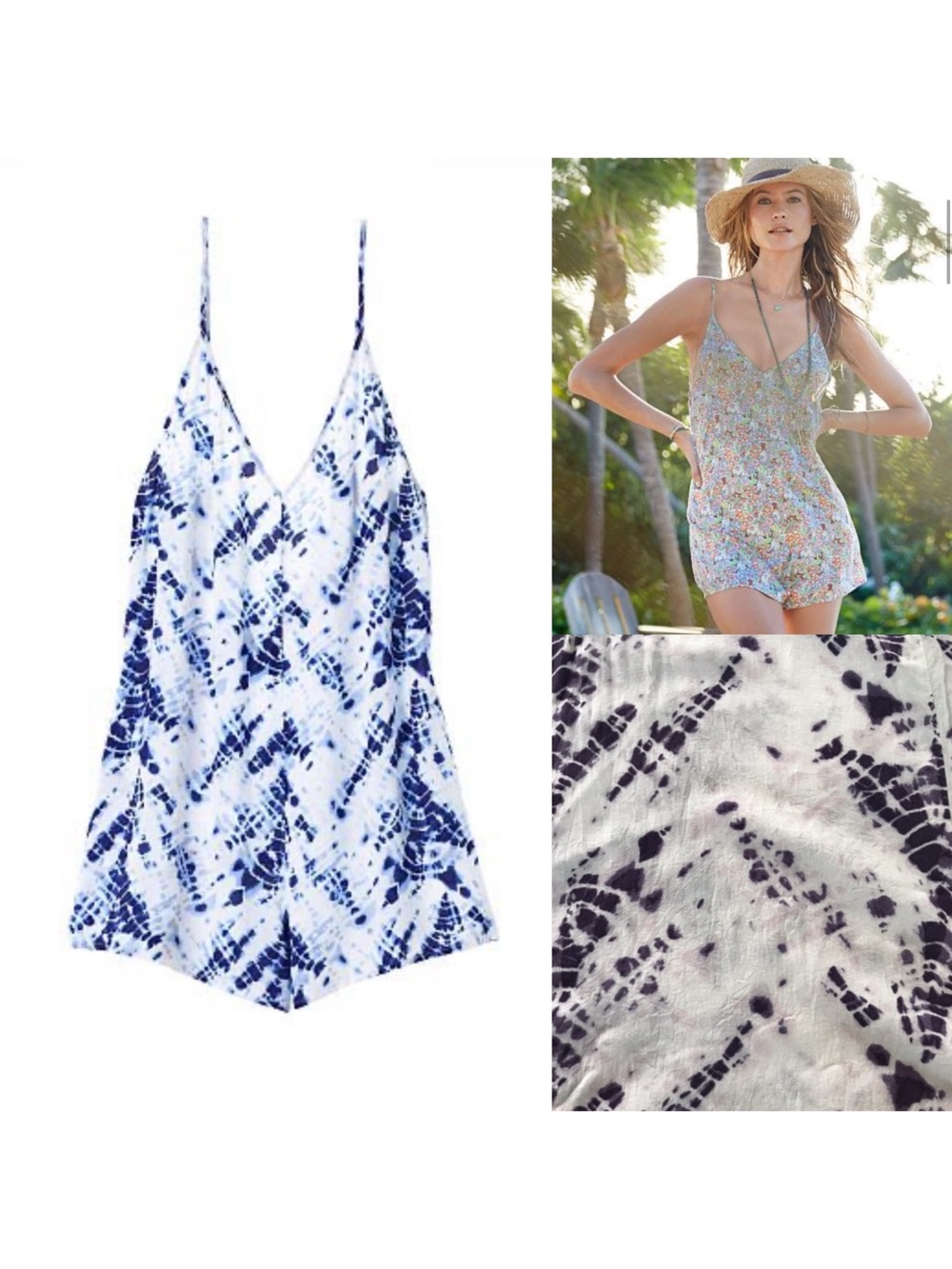VS Tie-Dye Romper Coverup SMALL Indigo